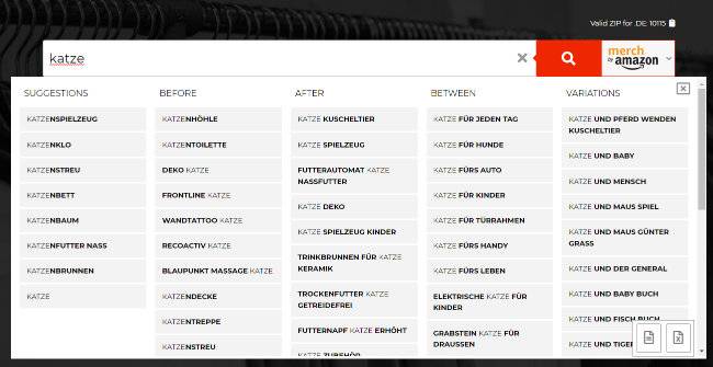 suggestions - Daniel Gaiswinkler - E-Commerce mit Print on Demand Keyword Suggestions Funktion von Myresearchbase