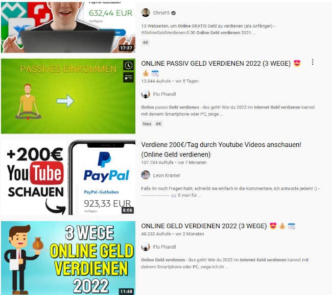 Ergebnisse Youtube Suche Wie kann ich im Internet Geld verdienen