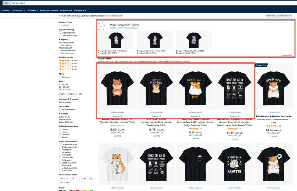 Amazon-Werbung-fuer-einzelne-Produkte - Daniel Gaiswinkler - E-Commerce mit Print on Demand