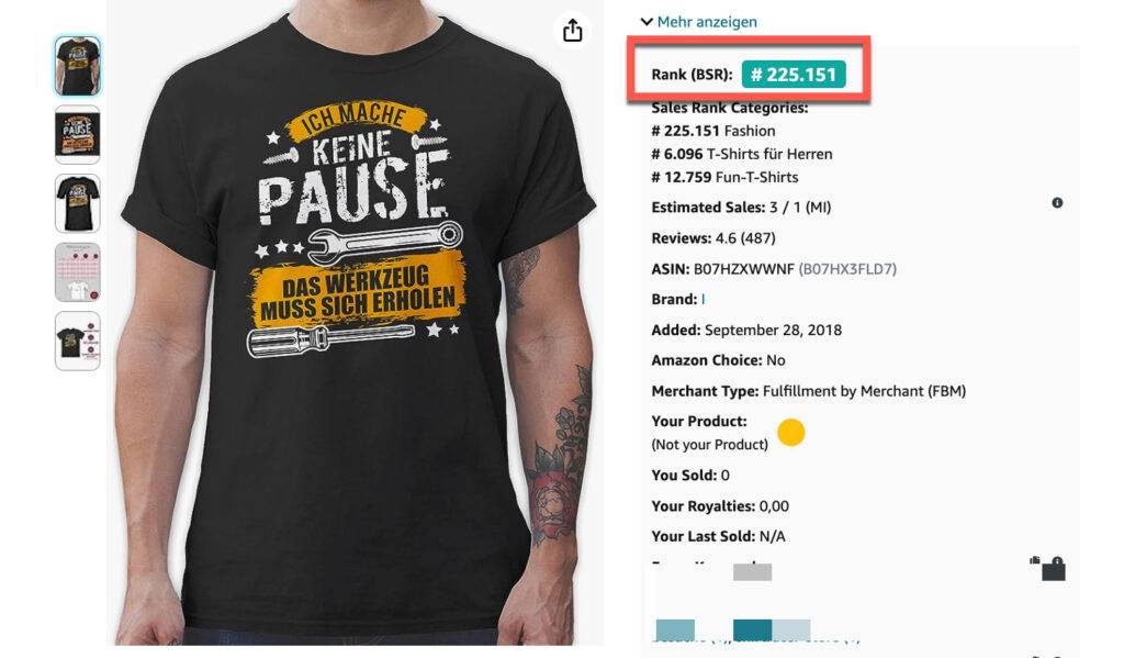 Bestsellerrank-auf-Amazon-BSR - Daniel Gaiswinkler - E-Commerce mit Print on Demand Je niedriger der Amazon Bestseller-Rang, desto zahlreicher verkauft sich ein Produkt.