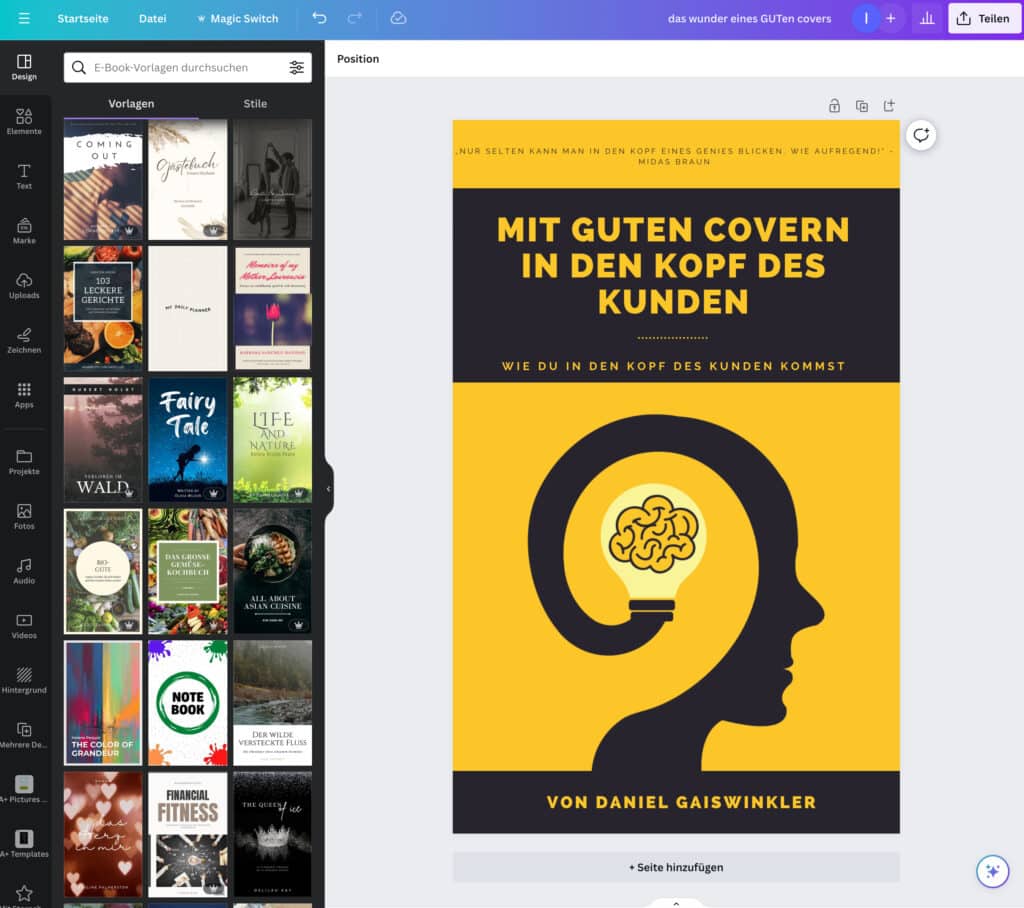 Canva-Buchcover-erstellen - Daniel Gaiswinkler - E-Commerce mit Print on Demand